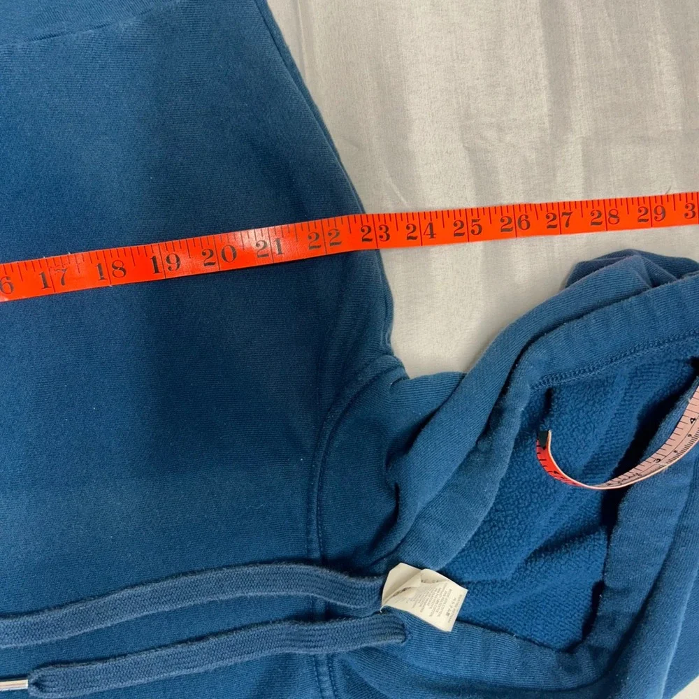 Alo Yoga Accolade Hoodie Teal Blue Chrome Logo Sweatshirt S